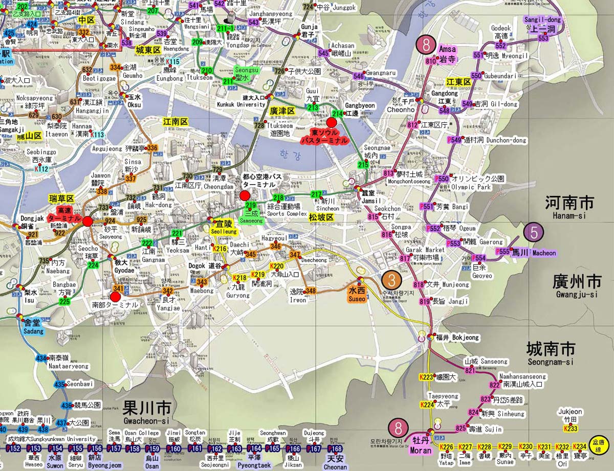 ソウル地下鉄路線図：右下