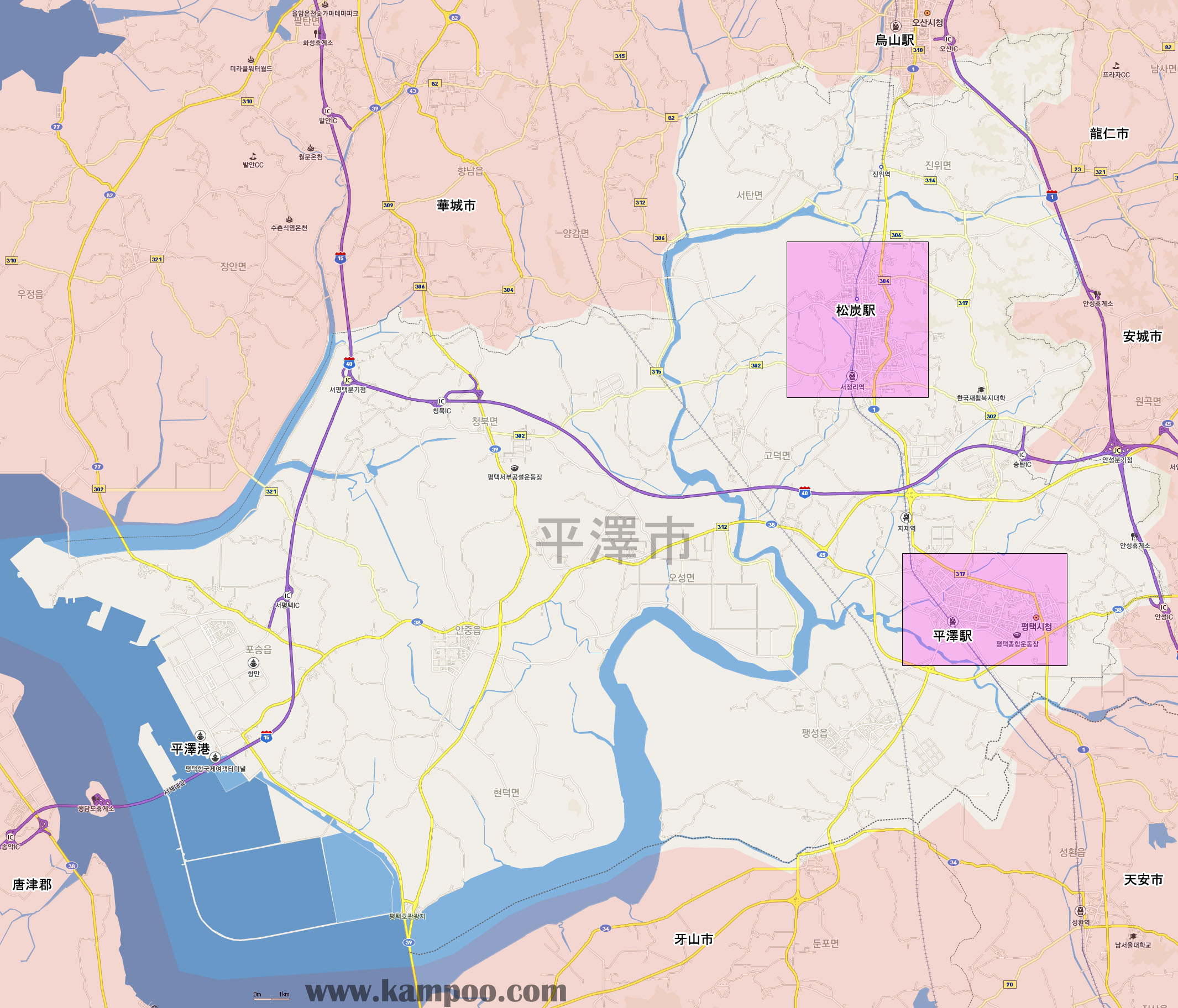 平澤地図：韓国京畿道平澤市観光地図