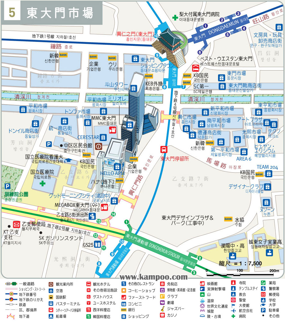 ソウル：東大門市場観光地図