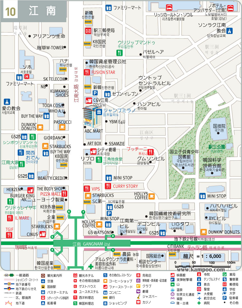 ソウル：江南駅周辺地図