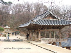 浮石寺：安養楼と石灯